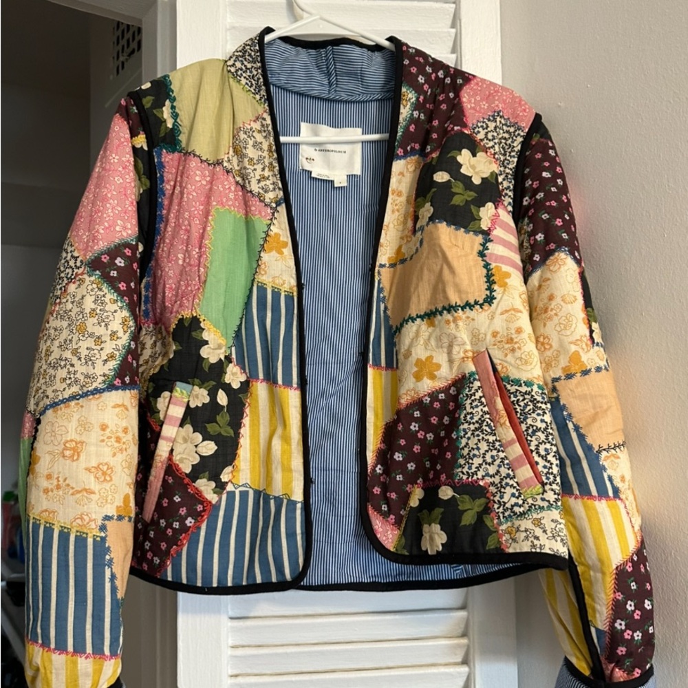Anthropologie Multicolor Patchwork Blazer - image 1